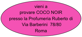 vieni a provare COCO NOIR 
presso la Profumeria Ruberto di
 Via Barberini  78/80
Roma