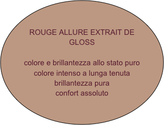 ROUGE ALLURE EXTRAIT DE GLOSS

colore e brillantezza allo stato puro
colore intenso a lunga tenuta 
brillantezza pura
confort assoluto