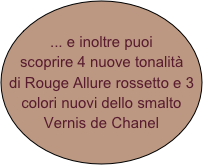 ... e inoltre puoi scoprire 4 nuove tonalità di Rouge Allure rossetto e 3 colori nuovi dello smalto Vernis de Chanel